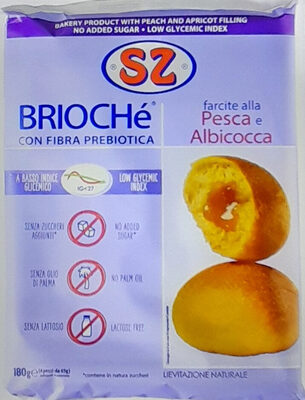 Brioché con fibra prebiotica farcite alla pesca e albicocca