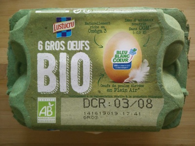 6 œufs BIO - Boite Compostable - LUSTUCRU