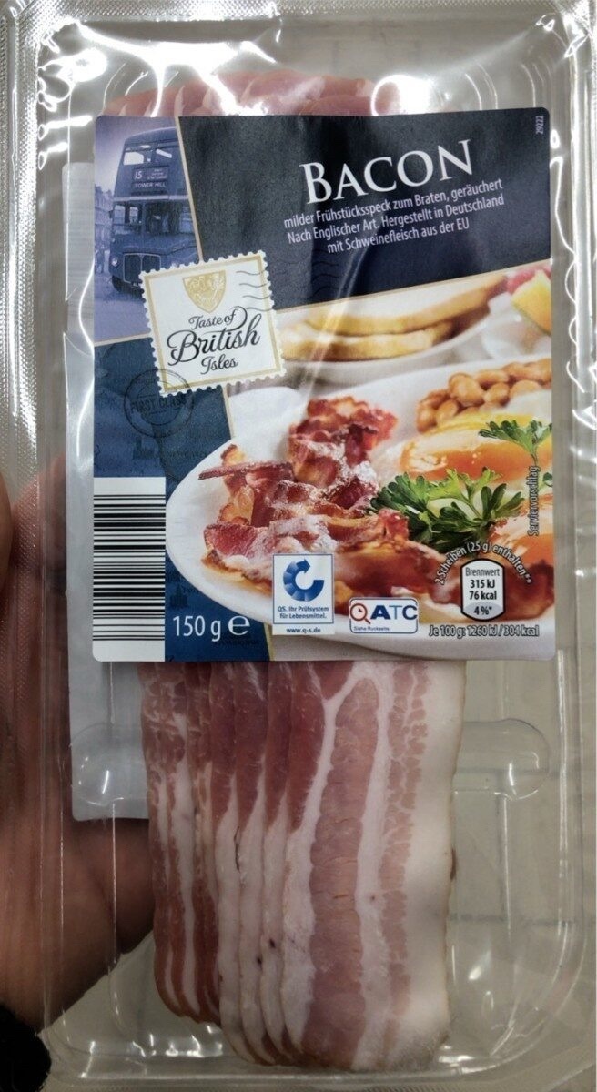 ALDI GUT DREI EICHEN SCHWEIN Bacon XXL Milder Frühstücksspeck geräuchert zum Braten und Backen. Aus der Kühlung 1.39€ 150g Packung 1kg 9.27€