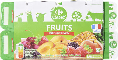 Abricot ananas cerise fraise mûre pêche avec morceaux