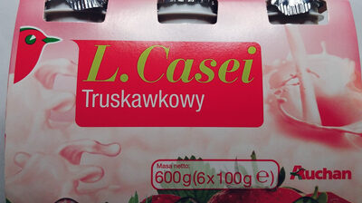 Fermentowany napój mleczny probiotyczny, słodzony, truskawkowy.